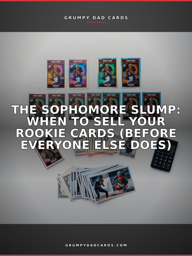 Featured image for "The Sophomore Slump: When to Sell Your Rookie Cards (Before Everyone Else Does)" - Grumpy Dad Cards