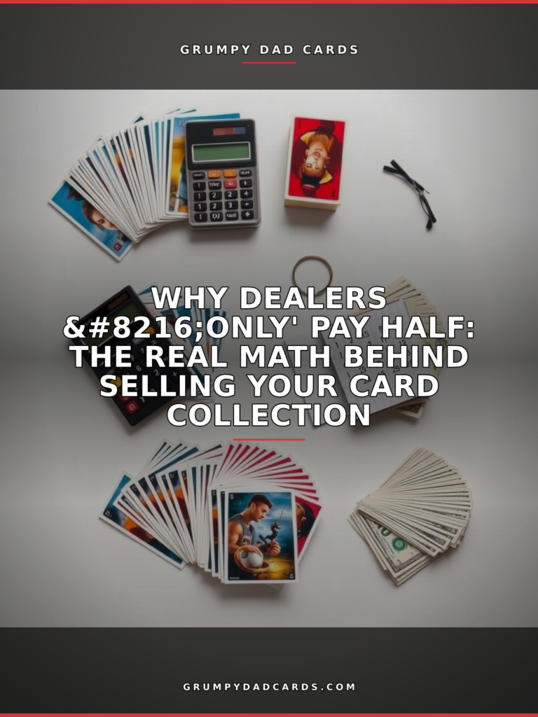 Featured image for "Why Dealers ‘Only' Pay Half: The Real Math Behind Selling Your Card Collection" - Grumpy Dad Cards